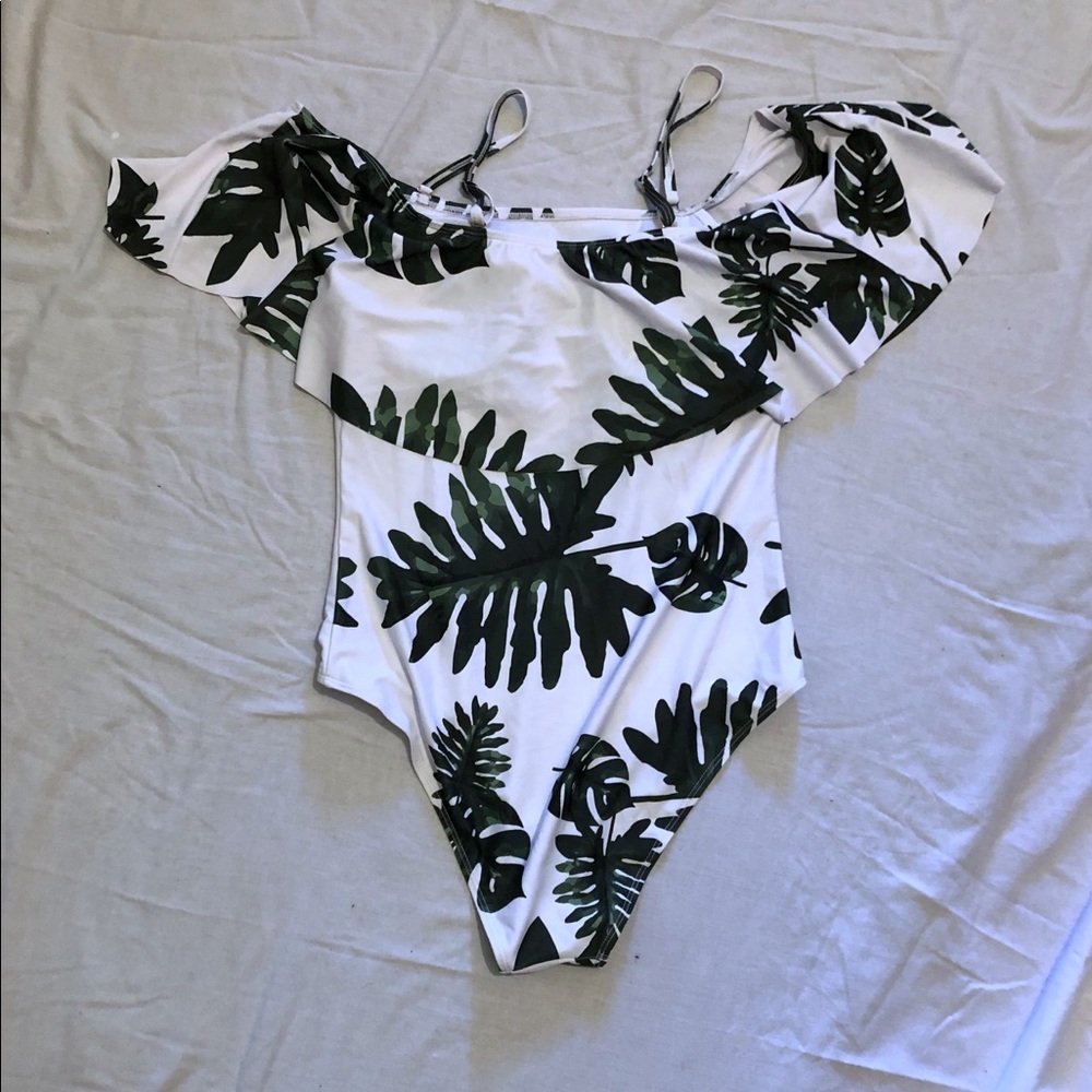 Off shoulder, ruffle swimsuit